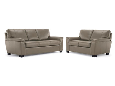 Reynolds Leather Sofa and Loveseat Set - Grey