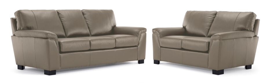 Reynolds Leather Sofa and Loveseat Set - Grey
