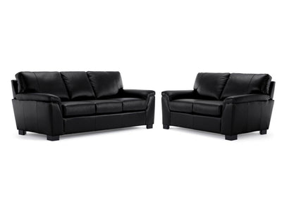 Reynolds Leather Sofa and Loveseat Set - Black