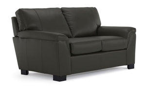 Reynolds Leather Loveseat - Dark Grey