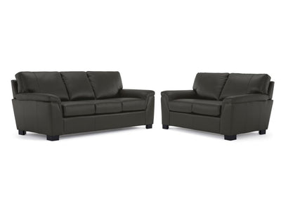 Reynolds Leather Sofa and Loveseat Set - Dark Grey