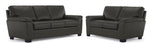 Reynolds Leather Sofa and Loveseat Set - Dark Grey