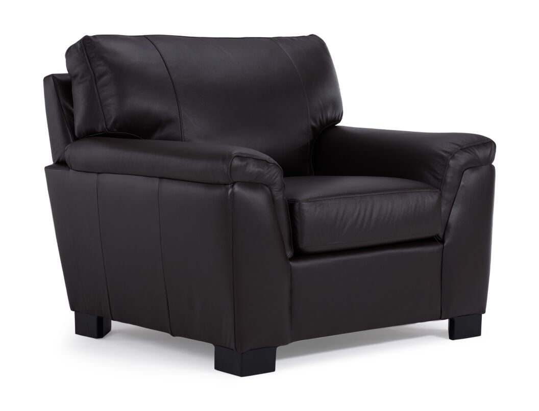 Reynolds Leather Sofa and Chair Set - Coffee