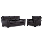 Reynolds Leather Sofa and Chair Set - Coffee