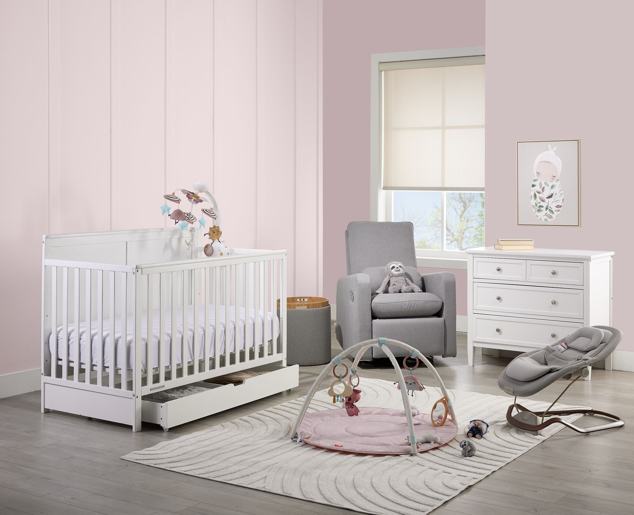 Delta Children Saint 6-in-1 Convertible Crib with Under Bed Storage Drawer - Bianca White