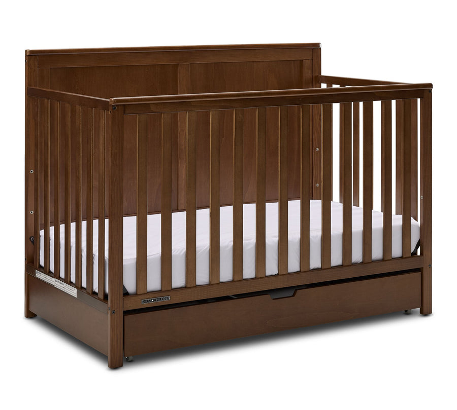 Delta Children Saint 6-in-1 Convertible Crib with Under Bed Storage Drawer - Chestnut