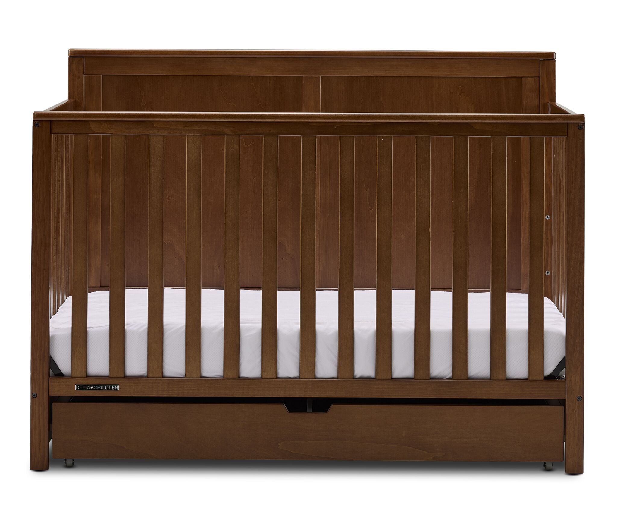 Delta Children Saint 6-in-1 Convertible Crib with Under Bed Storage Drawer - Chestnut