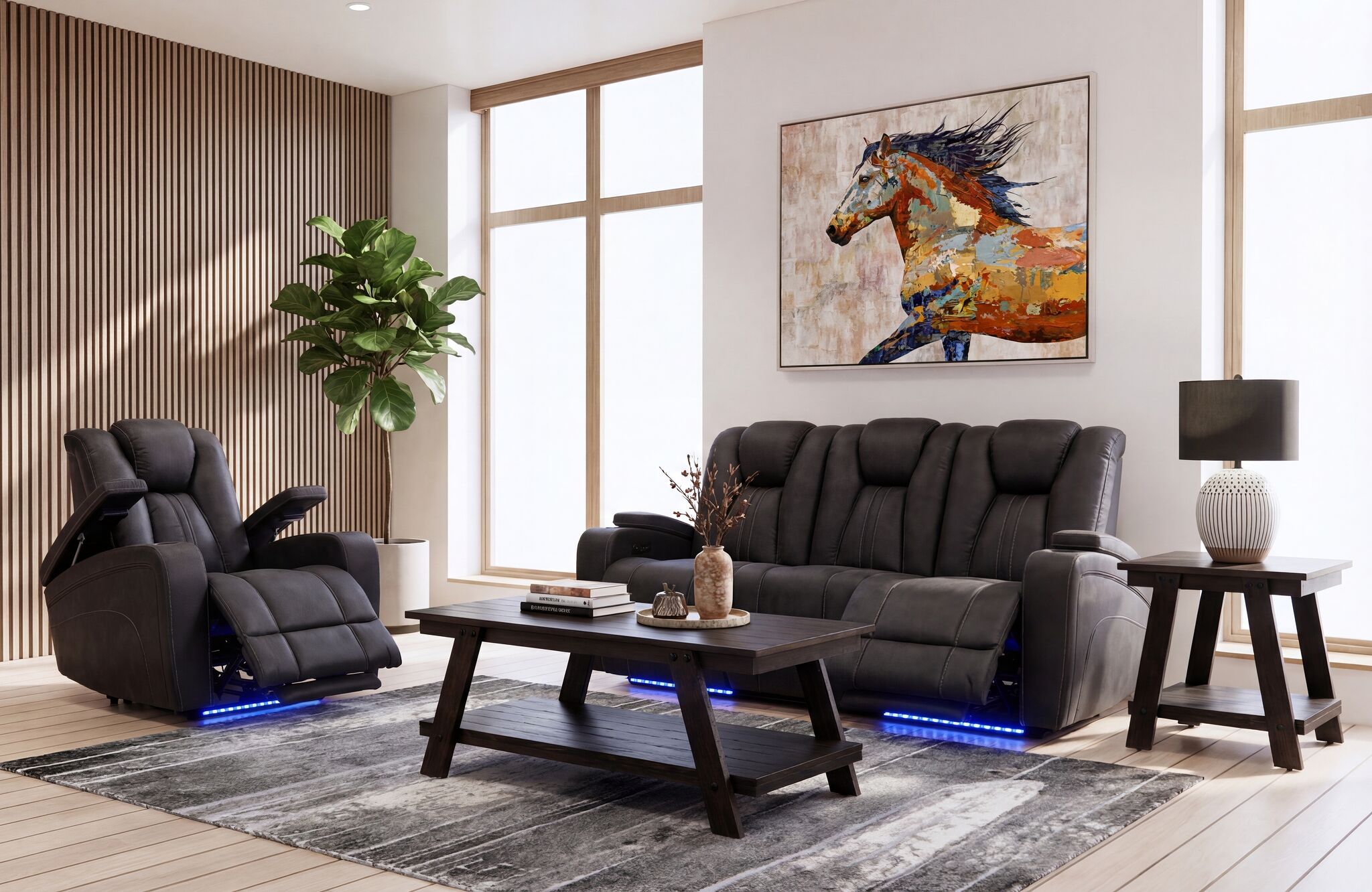 San Antonio Dual Power Reclining Sofa - Grey | Leon's