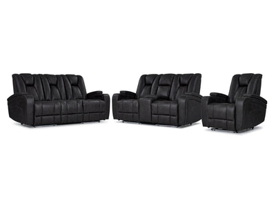 San Antonio Dual Power Reclining Sofa, Loveseat and Chair Set - Grey
