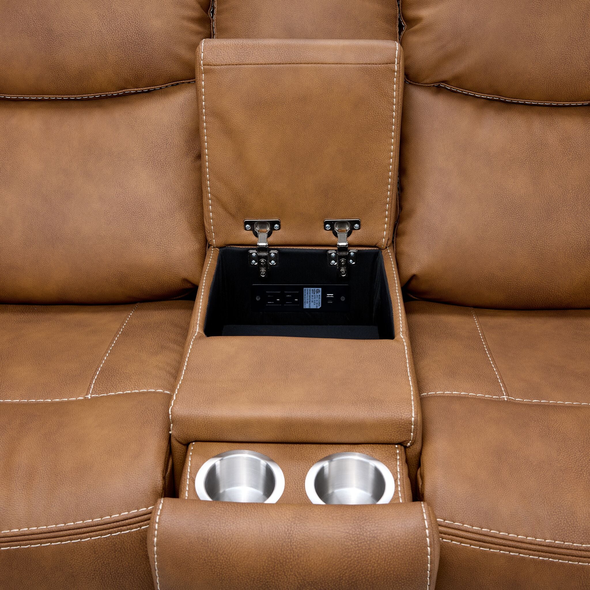 Santa Fe Power Reclining Loveseat with Console - Copper