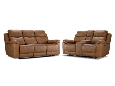 Santa Fe Power Reclining Sofa and Loveseat Set - Copper