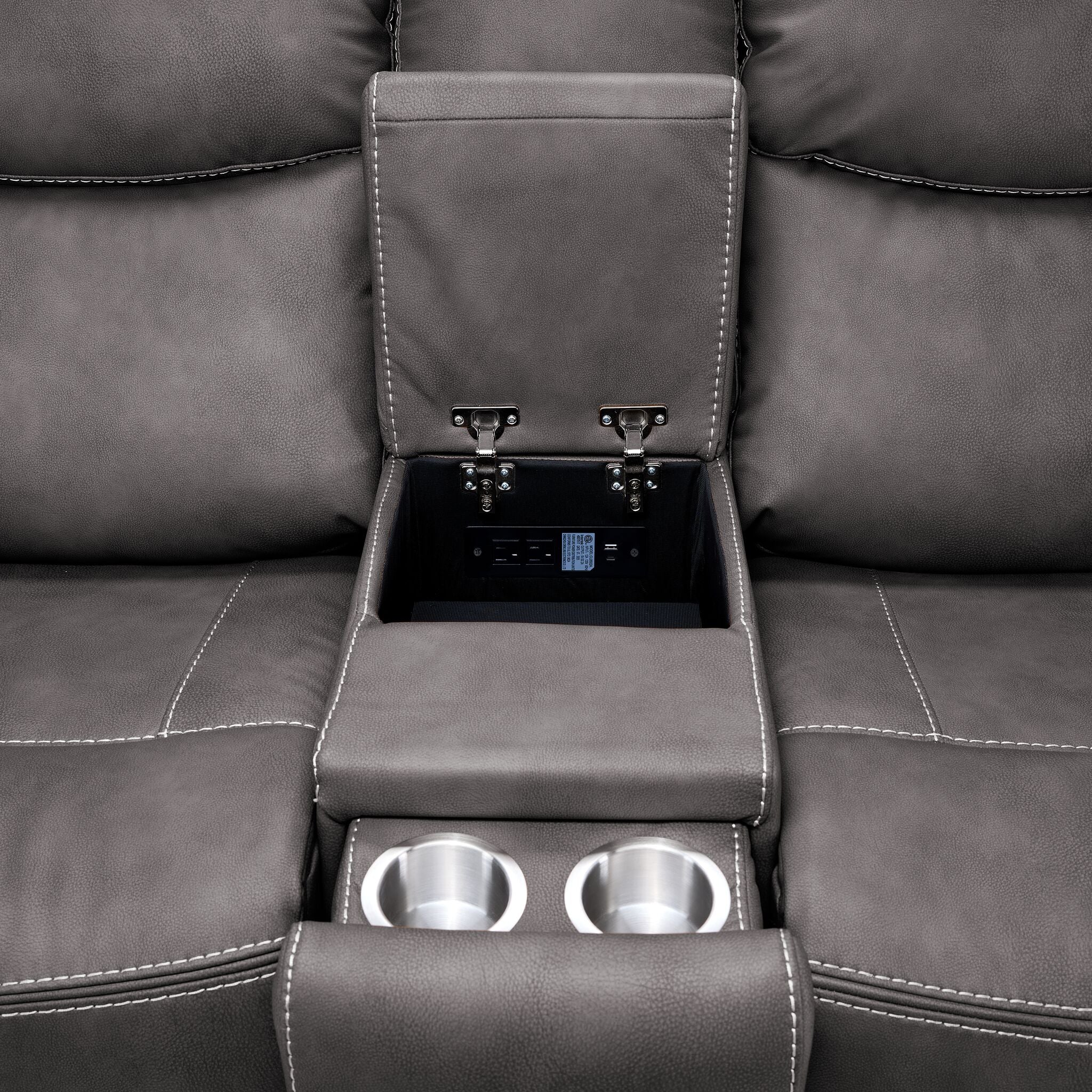 Santa Fe Power Reclining Loveseat with Console - Graphite