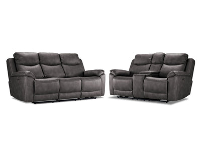 Santa Fe Power Reclining Sofa and Loveseat Set - Graphite