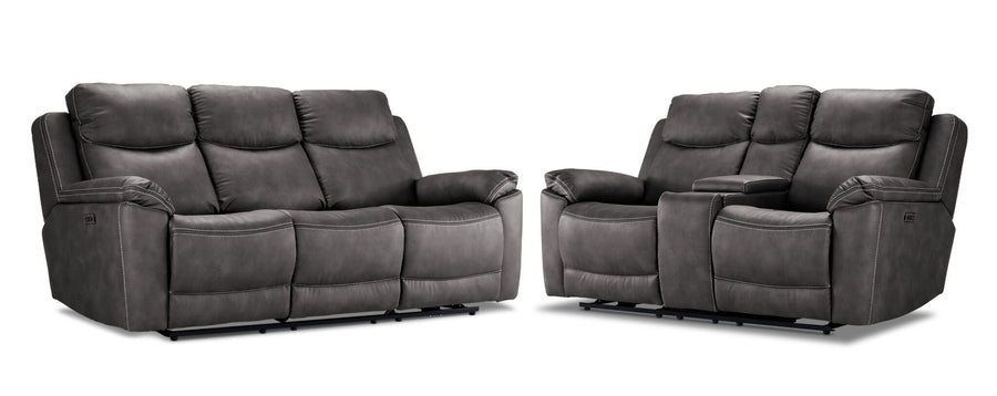 Santa Fe Power Reclining Sofa and Loveseat Set - Graphite