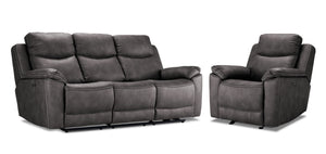 Santa Fe Power Reclining Sofa and Chair Set - Graphite