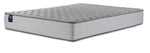 Sealy Burchelle Extra Firm Tight Top Twin XL mattress with grey quilted top and patterned side panels, three-quarter view