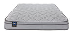 Front view of Sealy Essentials Kairo Medium Euro Top Twin mattress with quilted top and Sealy label