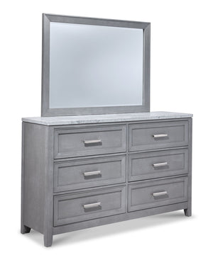 Silverstone 6-Drawer Dresser - Mist Grey