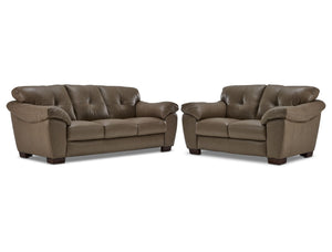 Sloan II Leather Sofa and Loveseat Set - Chocolate