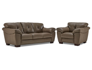 Sloan II Leather Sofa and Chair Set - Chocolate