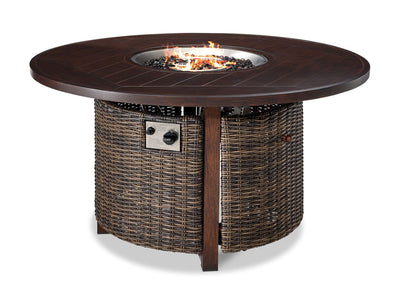 Solstice 2-Piece Outdoor Round Fire Table - Antique Brown