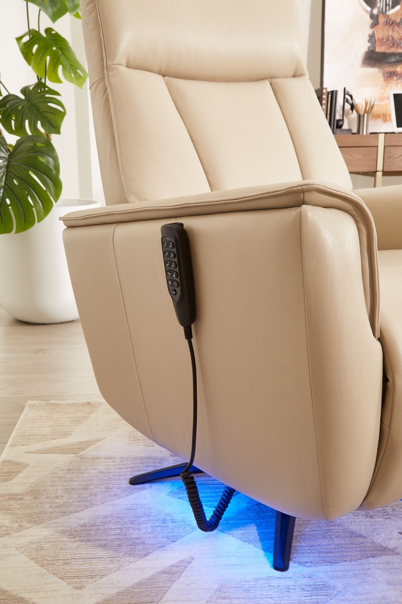 Sorrento Leather Dual Power Recliner - Cream