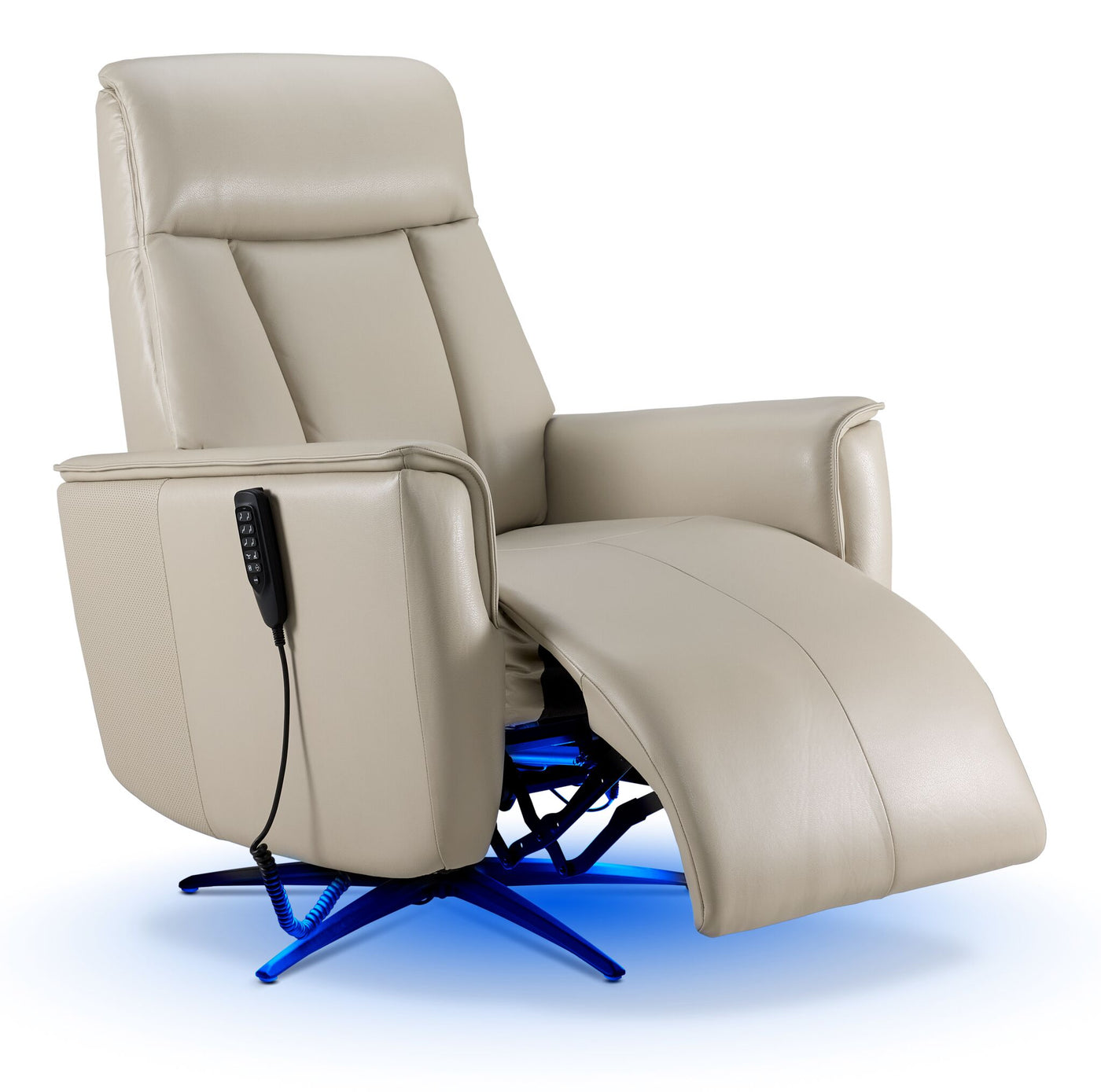 Sorrento Leather Dual Power Recliner - Cream