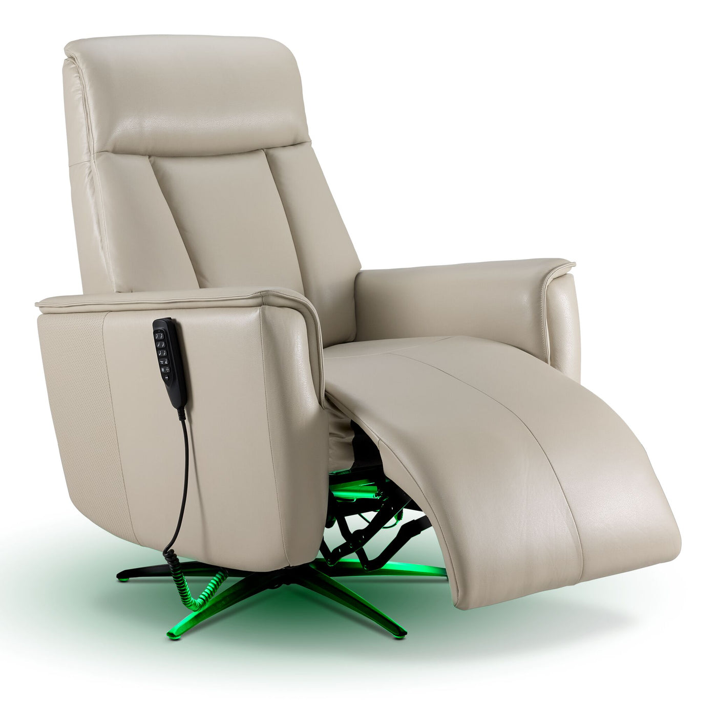 Sorrento Leather Dual Power Recliner - Cream