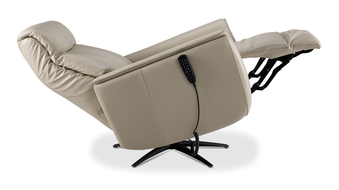 Sorrento Leather Dual Power Recliner - Cream