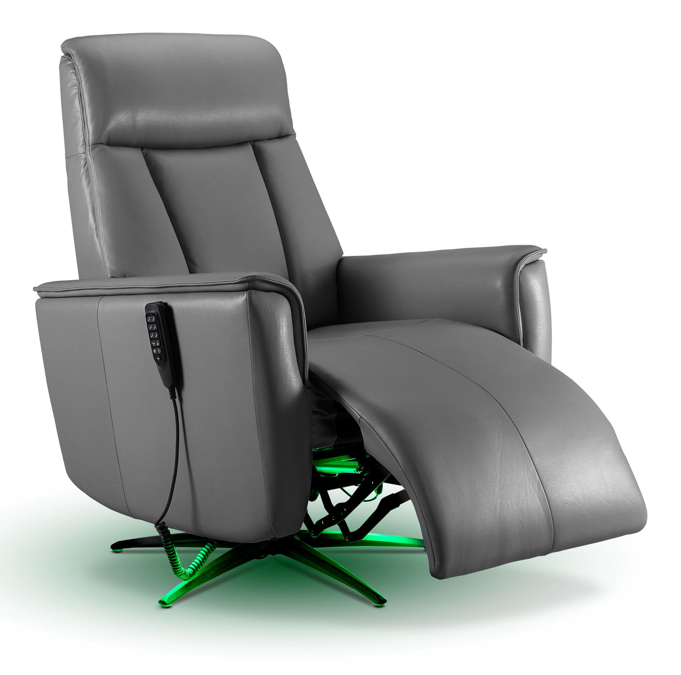 Sorrento Leather Dual Power Recliner - Grey