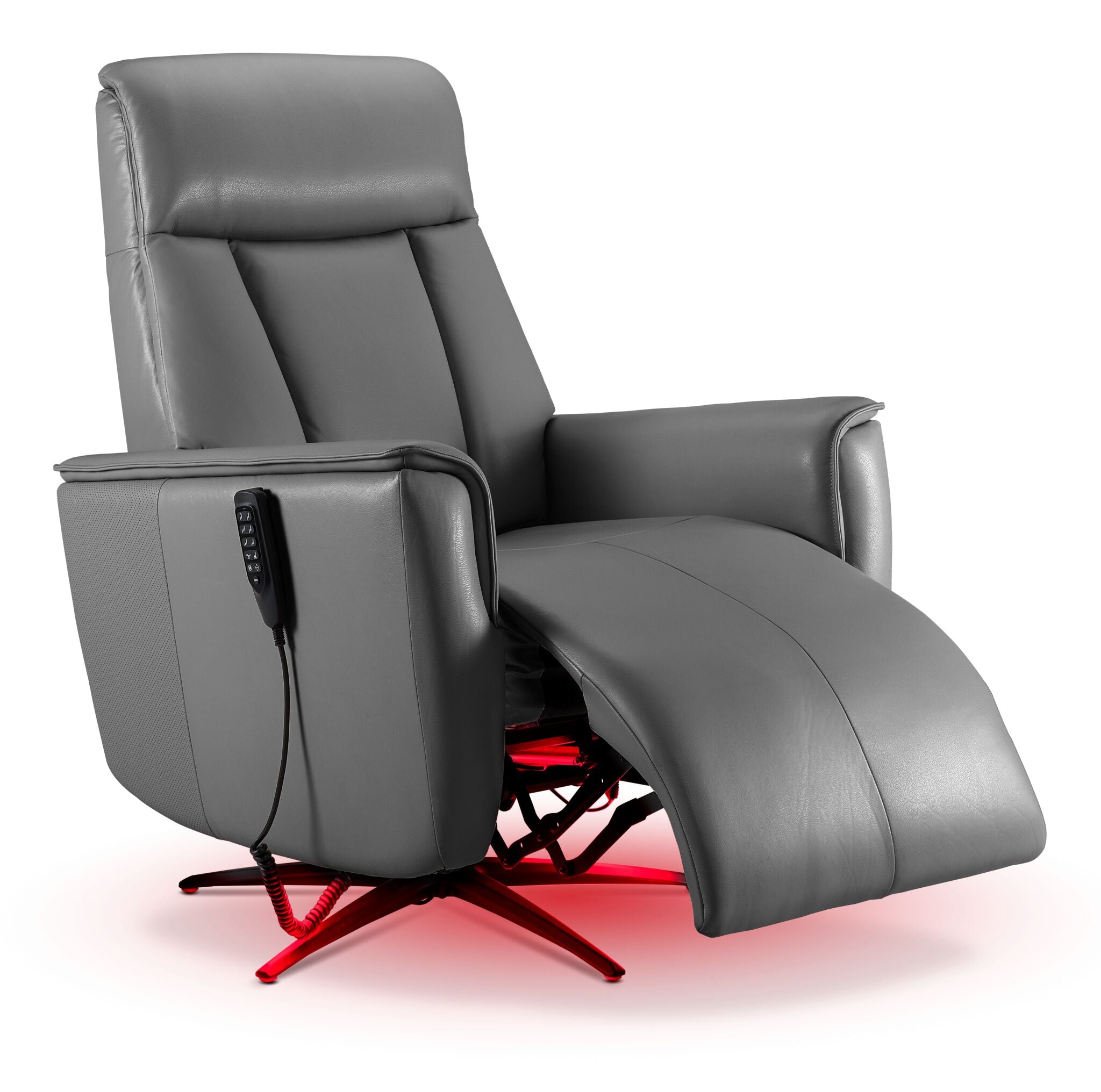 In Harmony - Sorrento Leather Dual Power Recliner - Grey | Leon's