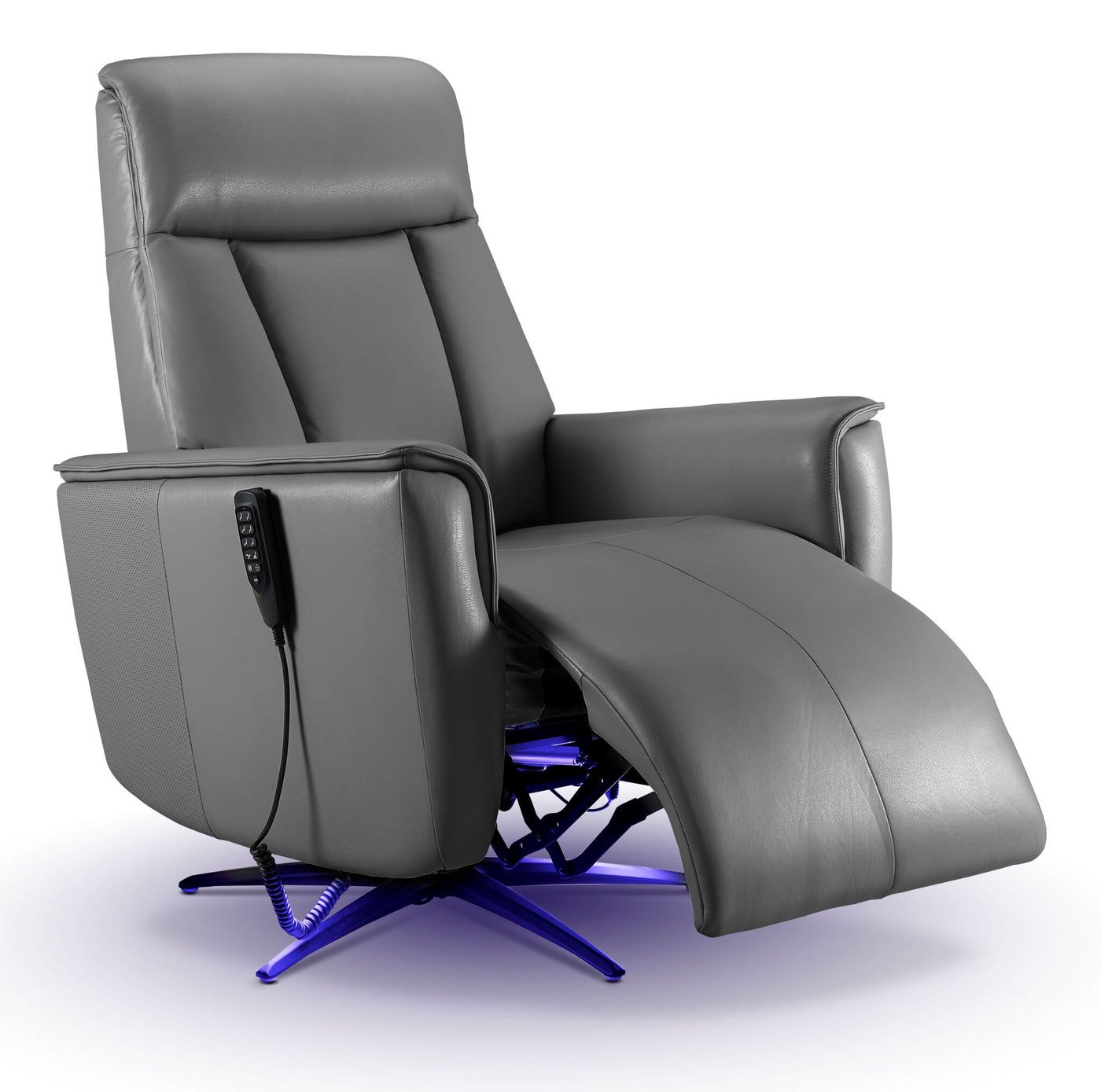 Sorrento Leather Dual Power Recliner - Grey