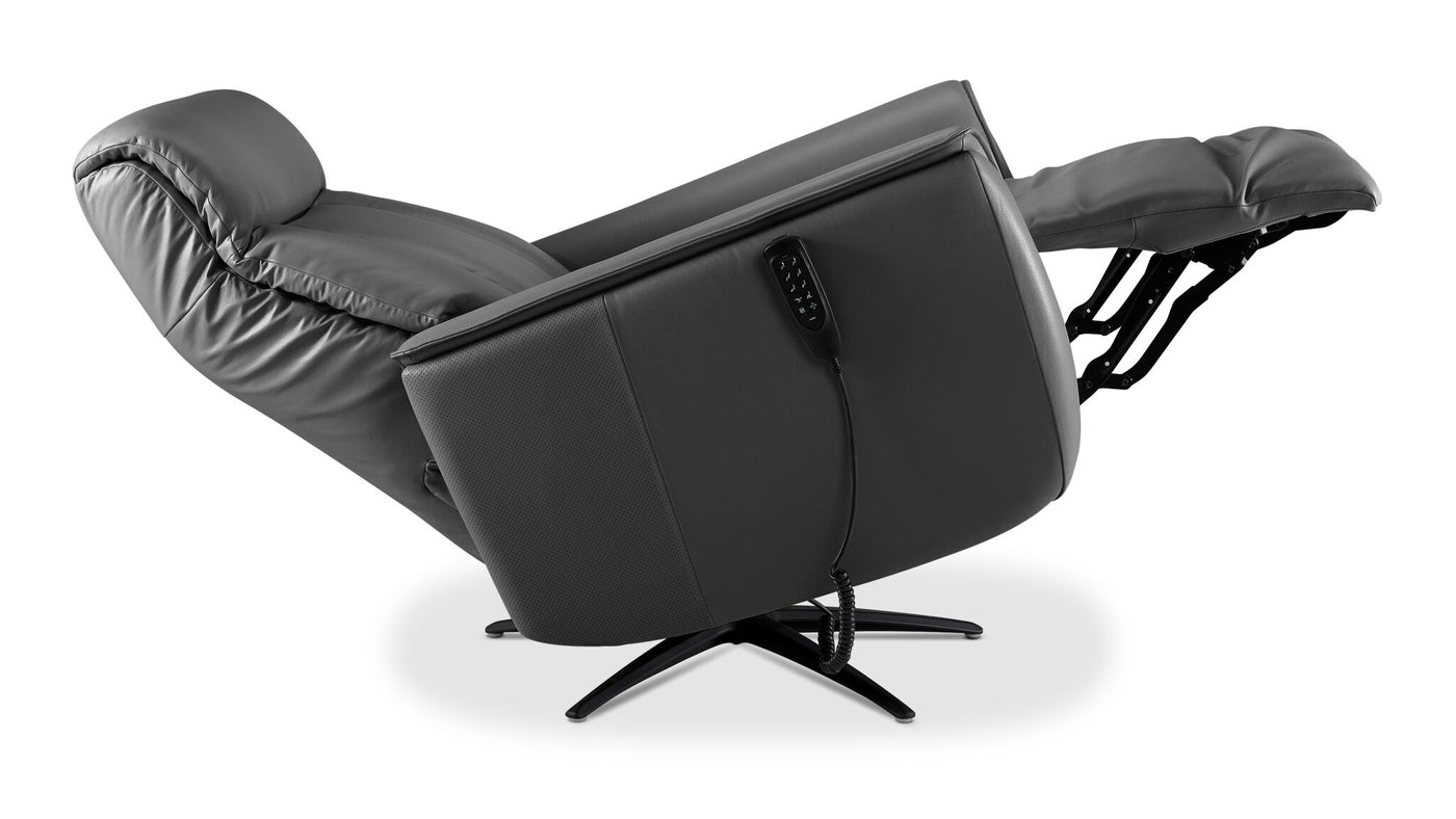 Sorrento Leather Dual Power Recliner - Grey