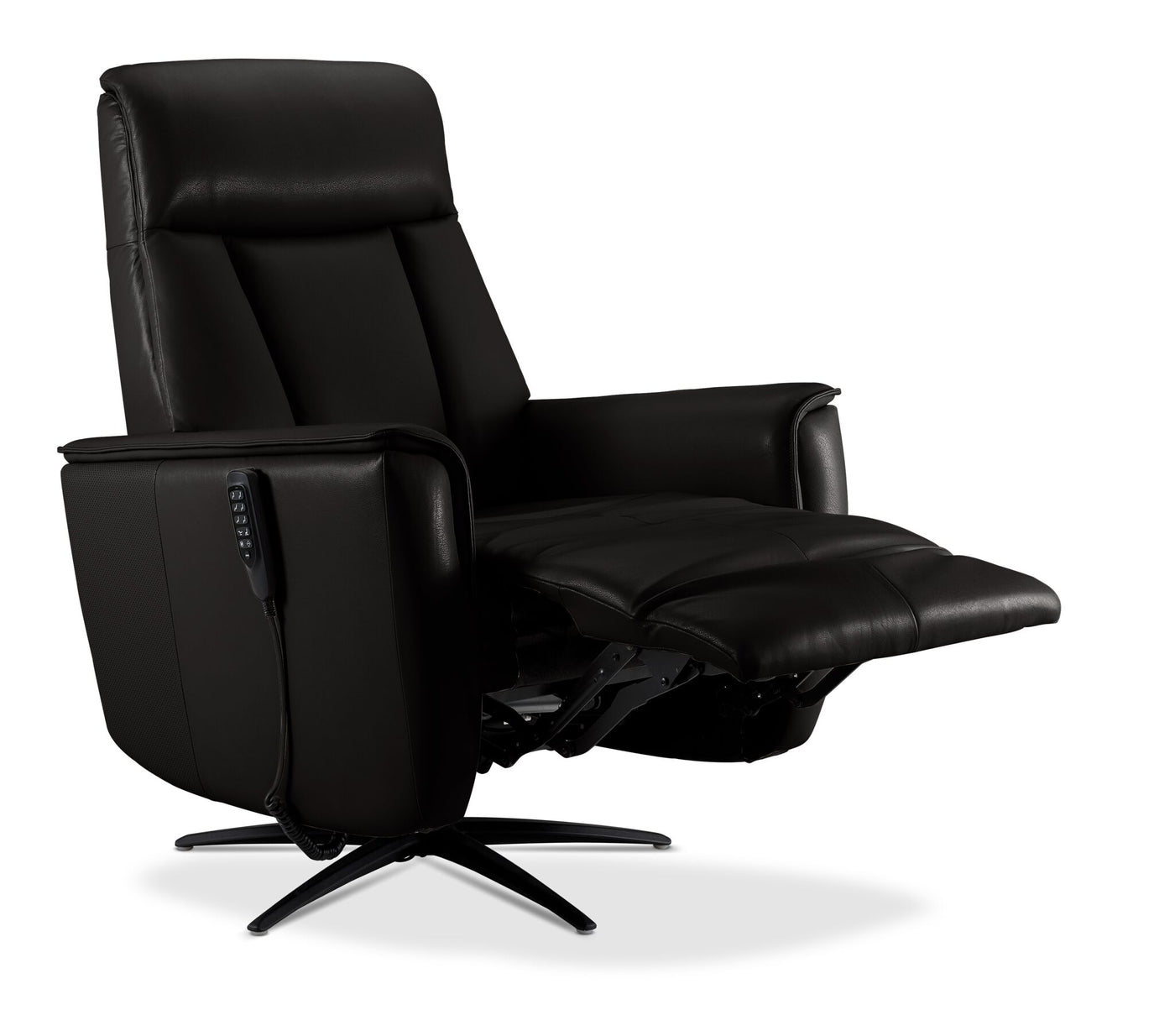 Sorrento Leather Dual Power Recliner - Black