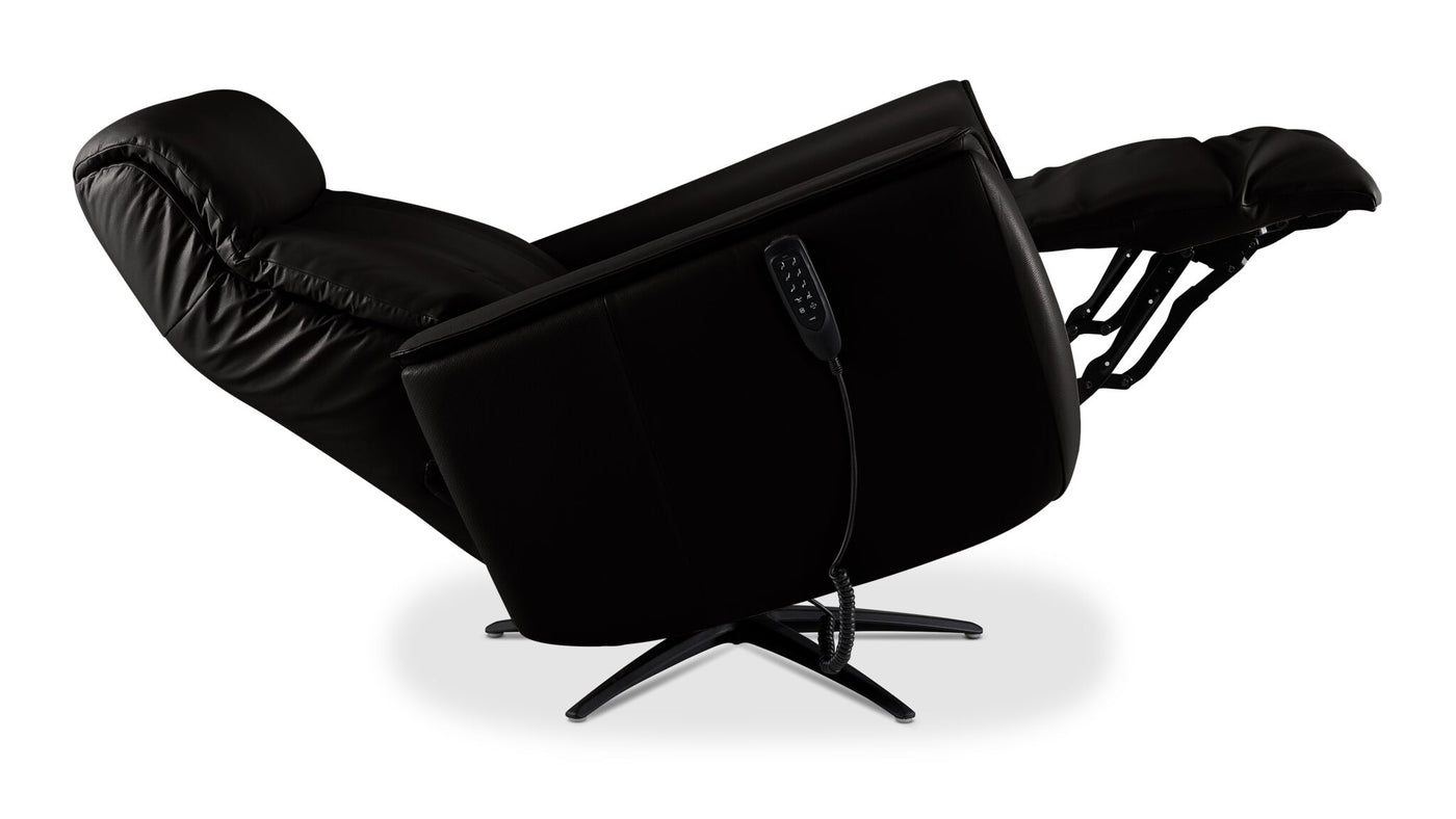 Sorrento Leather Dual Power Recliner - Black