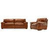 Stampede Leather Sofa and Chair Set - Chestnut