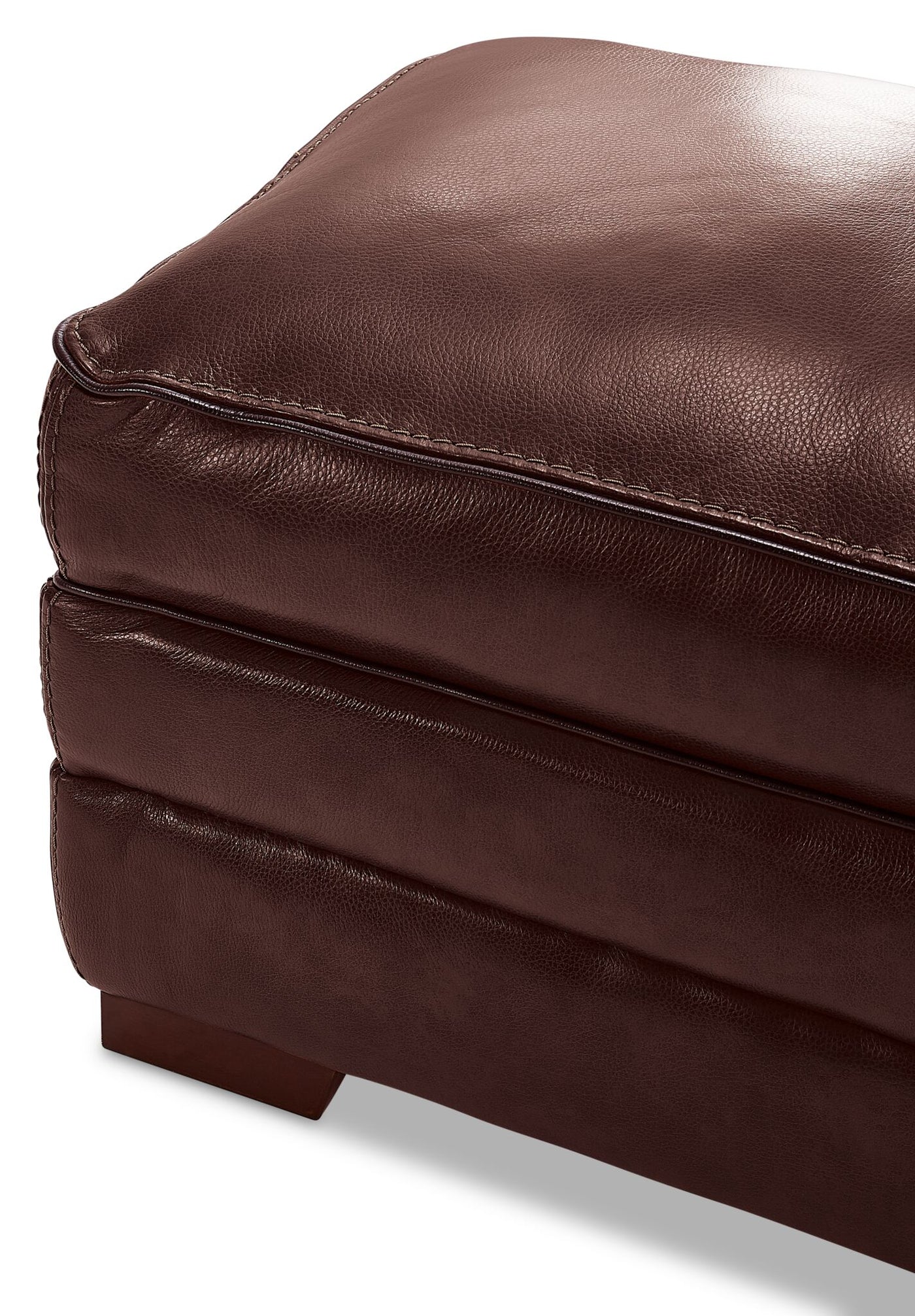 Stampede Leather Ottoman - Hazelnut