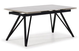 Stefan Extendable Sintered Stone Dining Table - White, Black