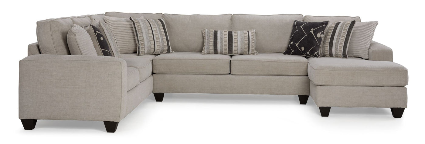 Sutton 3-Piece Sectional with Right-Facing Chaise - Beige