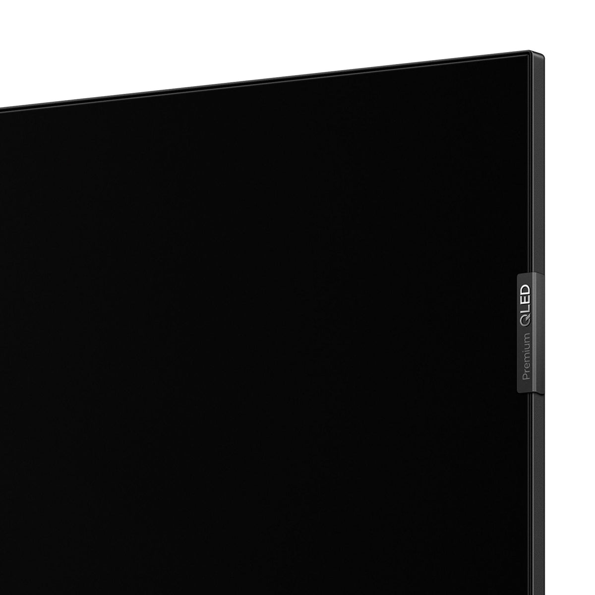 Close-up of the slim screen edge with Premium QLED badge
