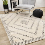 Talia 5'3" x 7'7" Striped Diamond Design Area Rug - Cream, Black