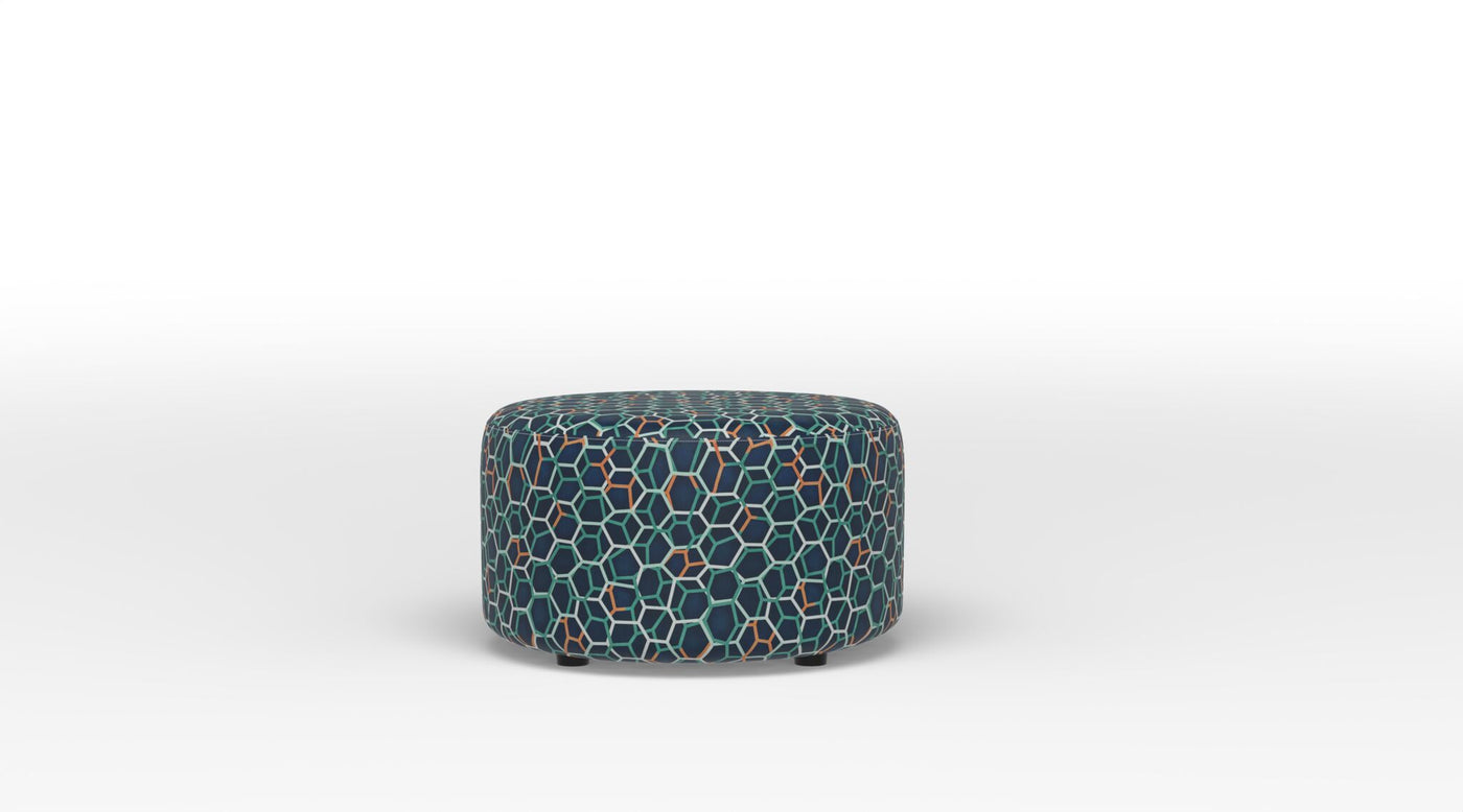 Tami Round Accent Ottoman - Legacy Blue