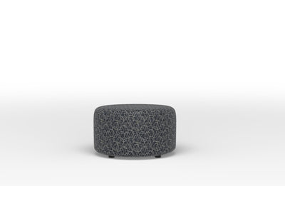 Jayden Round Accent Ottoman - Boxes Dark Blue