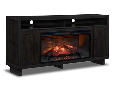 Tessan 64" Fireplace Media Console – Dark Grey, Brown