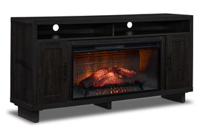 Tessan 64" Fireplace Media Console – Dark Grey, Brown
