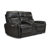 Theo Leather Dual Power Reclining Loveseat with Console - Charcoal