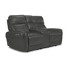 Theo Leather Dual Power Reclining Loveseat with Console - Granite