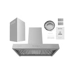 Hauslane Stainless Steel 30" 800 CFM Wall Mount Range Hood - WM-730SS-30
