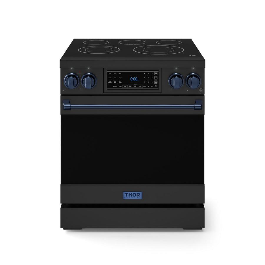 Thor Kitchen Black Stainless Steel Freestanding Professional Electric Range|Gordon Ramsay Series (4.55 cu.ft.) - RSE30B-BLU