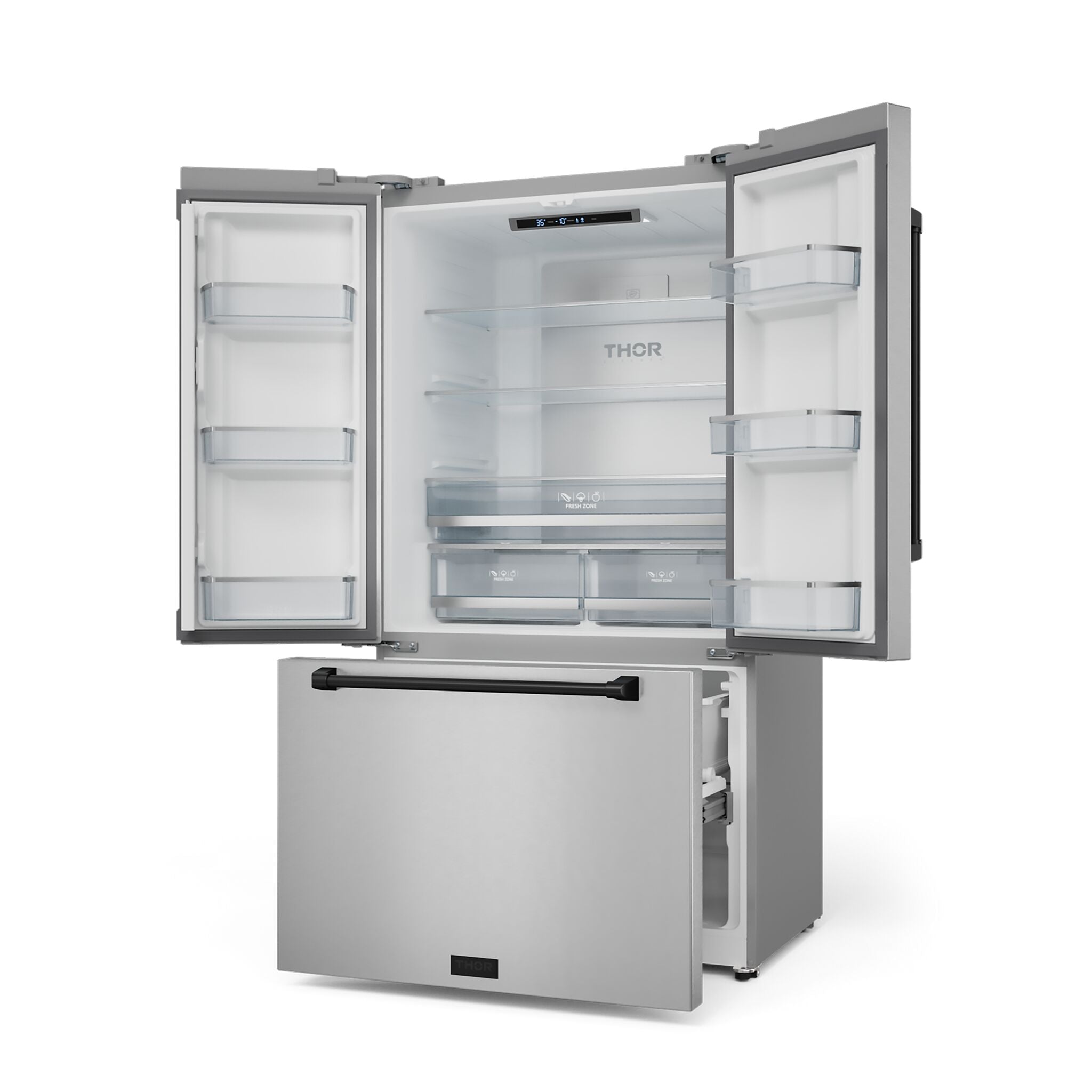 Thor Kitchen - Gordon Ramsay Collection 36" 20.3 Cu. Ft. Stainless Steel Counter-Depth French Door Refrigerator with Ice Maker - RF3621CTD99-BLK